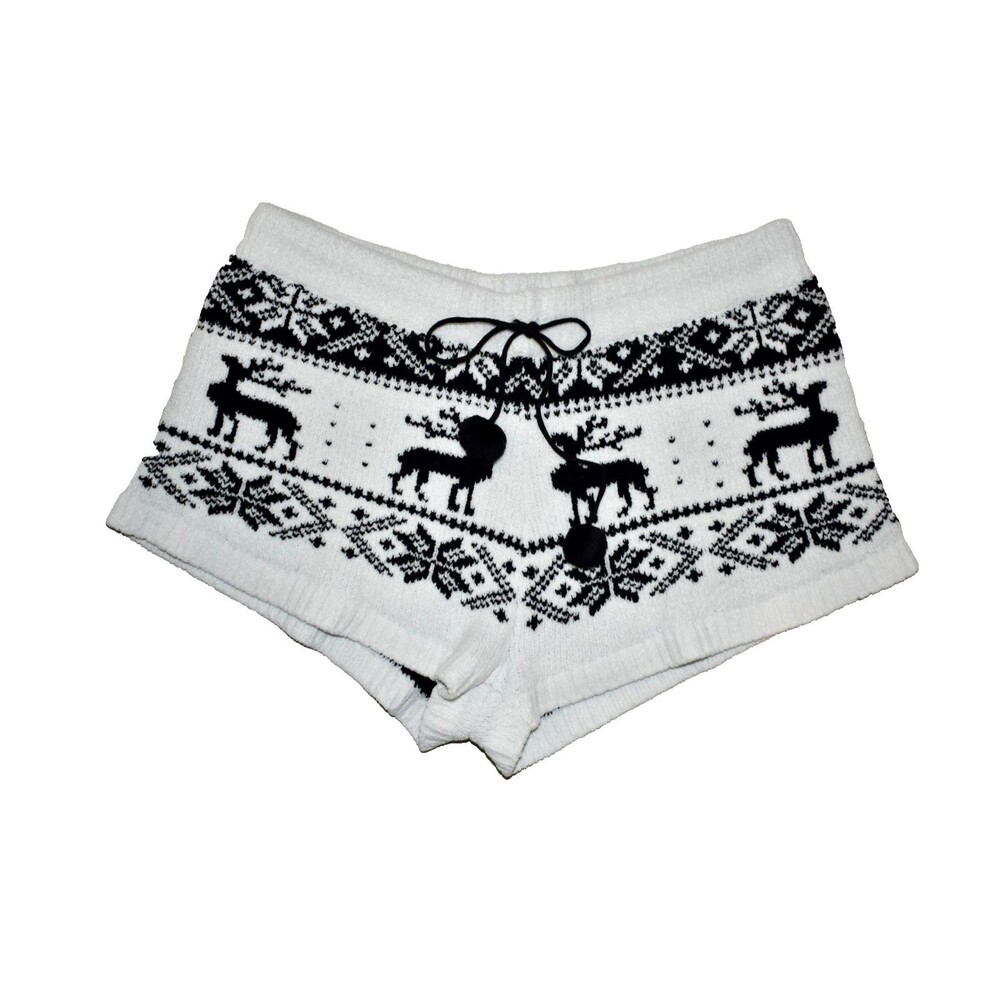 Betsey Johnson Women’s Short Socks Reindeer Fair Isle Pom Pom Tie Size M Black W